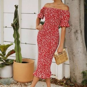 SHEIN Off Shoulder Ruffle Floral Dress